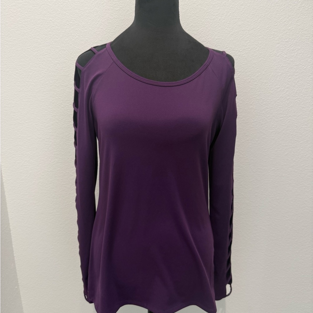 Fabletics Purple Cut Out Long Sleeve Top